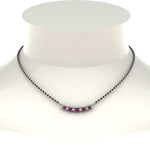 Load image into Gallery viewer, Curved-Bar-Diamond-Mangalsutra-With-Pink-Sapphire