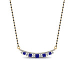 Load image into Gallery viewer, Curved-Bar-Diamond-Mangalsutra-With-Sapphire