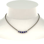 Load image into Gallery viewer, Curved-Bar-Diamond-Mangalsutra-With-Sapphire