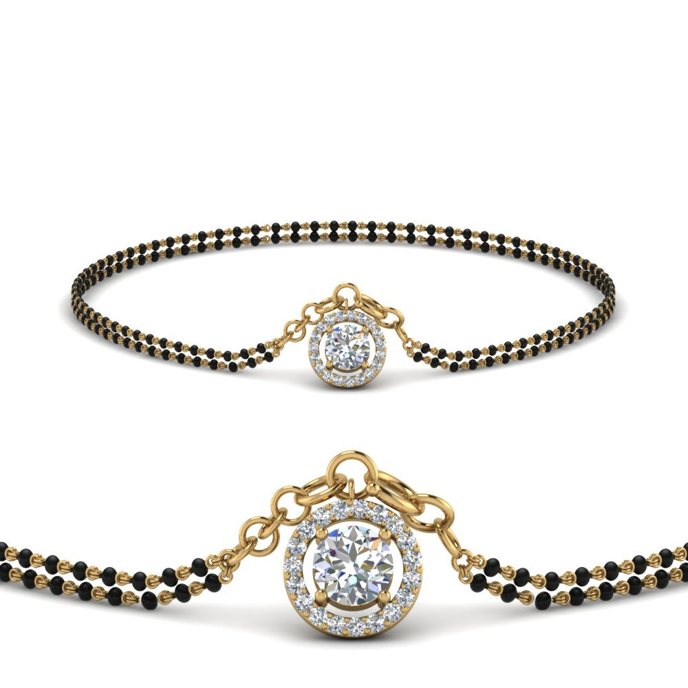 Diamond Halo Drop Mangalsutra Bracelet