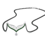 Load image into Gallery viewer, Emerald Filigree Tanmaniya Mangalsutra In Mgs9027Gemgr-Nl-Wg14K-White-Gold
