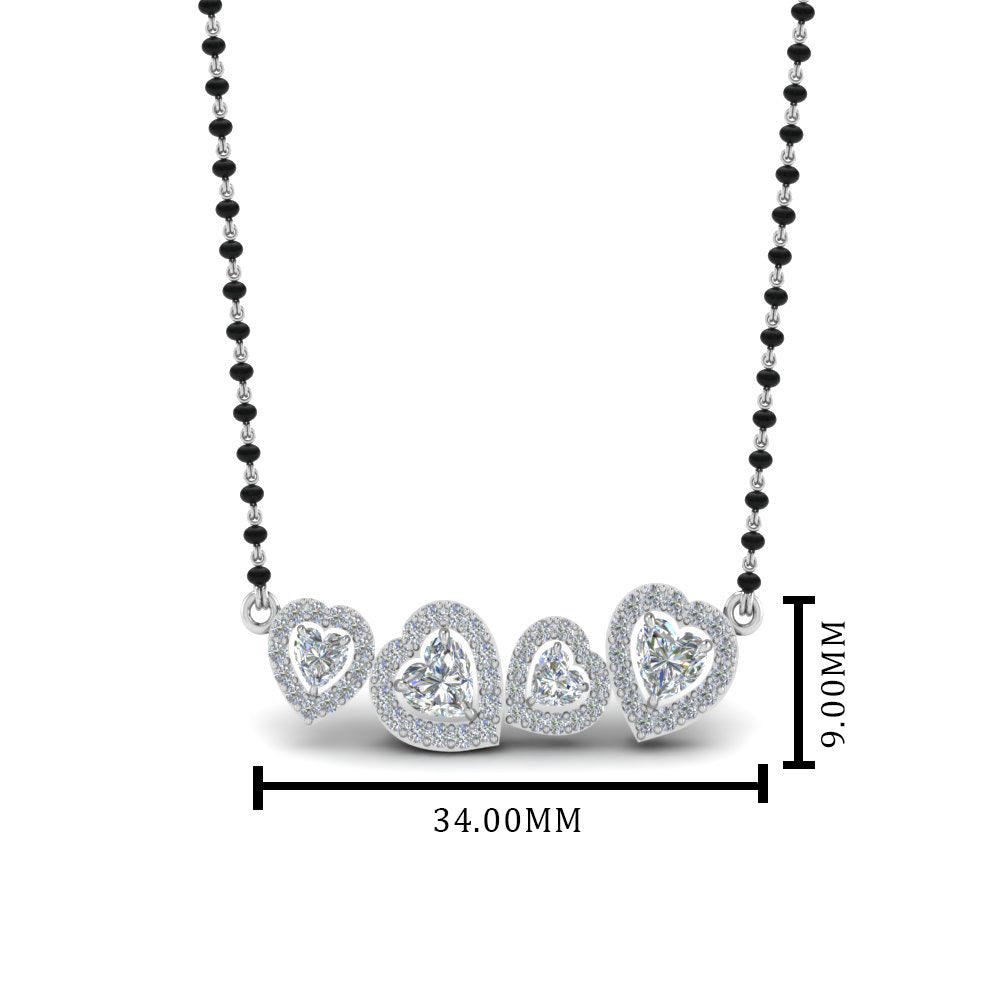 Fancy Diamond Halo Mangalsutra Pendant In Mgs8880 Nl Wg14K-White-Gold