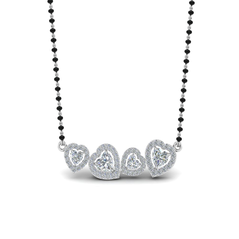 Fancy Diamond Halo Mangalsutra Pendant In Mgs8880 Nl Wg14K-White-Gold