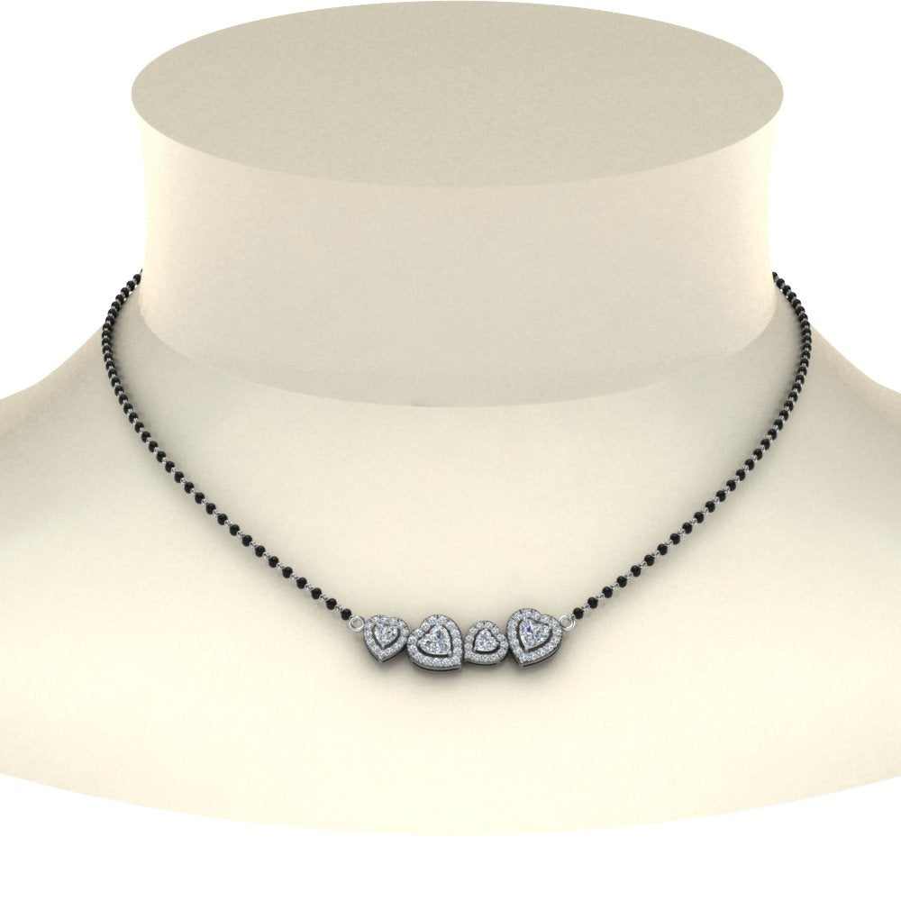 Fancy Diamond Halo Mangalsutra Pendant In Mgs8880 Nl Wg14K-White-Gold