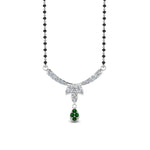 Load image into Gallery viewer, Floral-Drop-Diamond-Mangalsutra-Necklace-With-Emerald