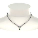 Load image into Gallery viewer, Floral-Drop-Diamond-Mangalsutra-Necklace-With-Emerald