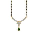 Load image into Gallery viewer, Floral-Drop-Diamond-Mangalsutra-Necklace-With-Emerald