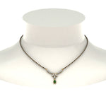 Load image into Gallery viewer, Floral-Drop-Diamond-Mangalsutra-Necklace-With-Emerald