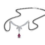 Load image into Gallery viewer, Floral-Drop-Diamond-Mangalsutra-Necklace-With-Pink-Sapphire