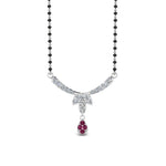 Load image into Gallery viewer, Floral-Drop-Diamond-Mangalsutra-Necklace-With-Pink-Sapphire