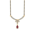 Load image into Gallery viewer, Floral-Drop-Diamond-Mangalsutra-Necklace-With-Pink-Sapphire
