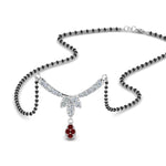 Load image into Gallery viewer, Floral-Drop-Diamond-Mangalsutra-Necklace-With-Ruby