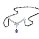Load image into Gallery viewer, Floral-Drop-Diamond-Mangalsutra-Necklace-With-Sapphire