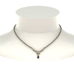 Load image into Gallery viewer, Floral-Drop-Diamond-Mangalsutra-Necklace-With-Sapphire