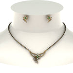 Load image into Gallery viewer, Flower-Design-Diamond-Mangalsutra-And-Earring-Set-With-Emerald