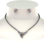 Load image into Gallery viewer, Flower-Design-Diamond-Mangalsutra-And-Earring-Set-With-Orange-Sapphire
