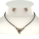 Load image into Gallery viewer, Flower-Design-Diamond-Mangalsutra-And-Earring-Set-With-Pink-Sapphire