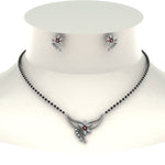 Load image into Gallery viewer, Flower-Design-Diamond-Mangalsutra-And-Earring-Set-With-Ruby