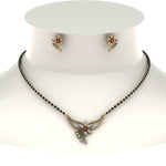 Load image into Gallery viewer, Flower-Design-Diamond-Mangalsutra-And-Earring-Set-With-Ruby