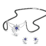 Load image into Gallery viewer, Flower-Design-Diamond-Mangalsutra-And-Earring-Set-With-Sapphire