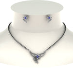 Load image into Gallery viewer, Flower-Design-Diamond-Mangalsutra-And-Earring-Set-With-Sapphire