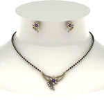 Load image into Gallery viewer, Flower-Design-Diamond-Mangalsutra-And-Earring-Set-With-Sapphire