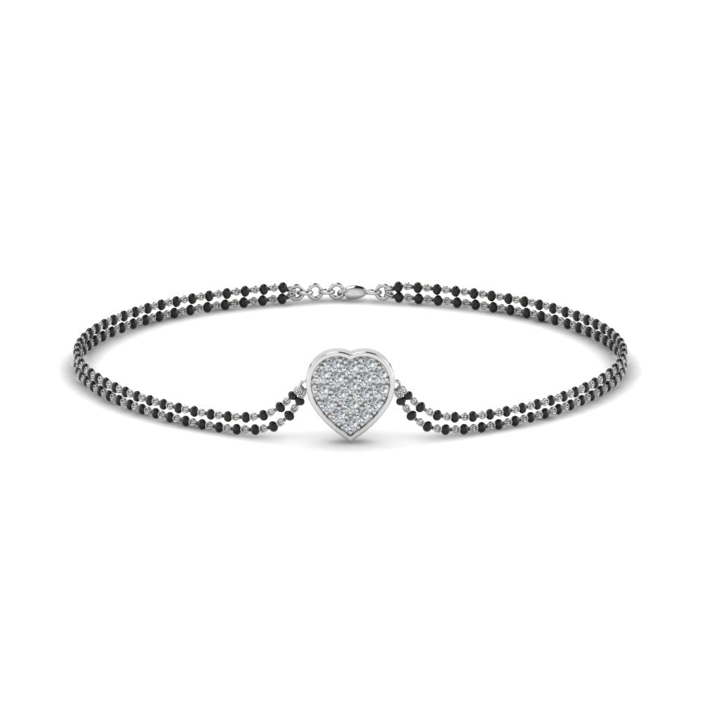Heart Cluster Diamond Bracelet Mangalsutra