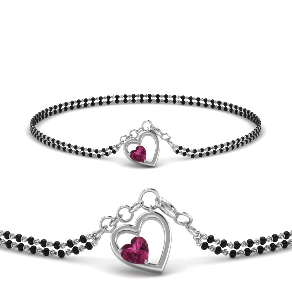 Heart Drop Pink Sapphire Mangalsutra Bracelet