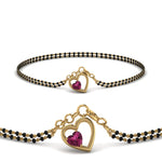 Load image into Gallery viewer, Heart Drop Pink Sapphire Mangalsutra Bracelet
