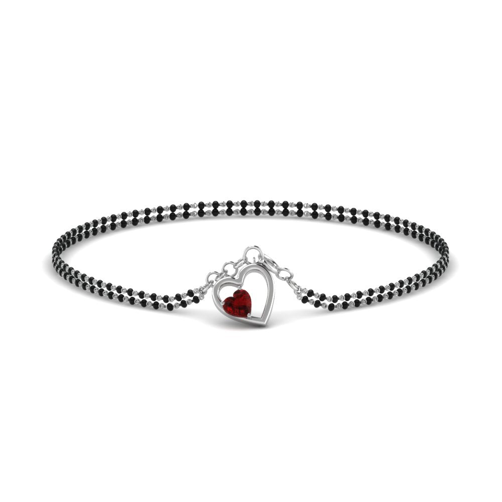 Heart Drop Ruby Mangalsutra Bracelet