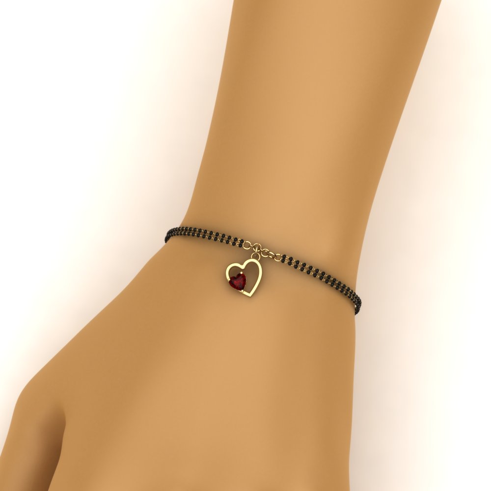 Heart Drop Ruby Mangalsutra Bracelet