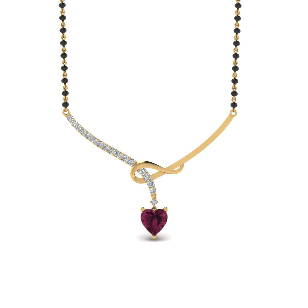 Heart-Pink-Sapphire-Twist-Diamond-Mangalsutra