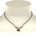 Load image into Gallery viewer, Heart-Pink-Sapphire-V-Shaped-Diamond-Mangalsutra