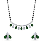 Load image into Gallery viewer, Peardrop-Diamond-Mangalsutra-Set-With-Emerald