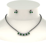 Load image into Gallery viewer, Peardrop-Diamond-Mangalsutra-Set-With-Emerald
