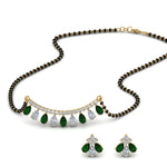 Load image into Gallery viewer, Peardrop-Diamond-Mangalsutra-Set-With-Emerald
