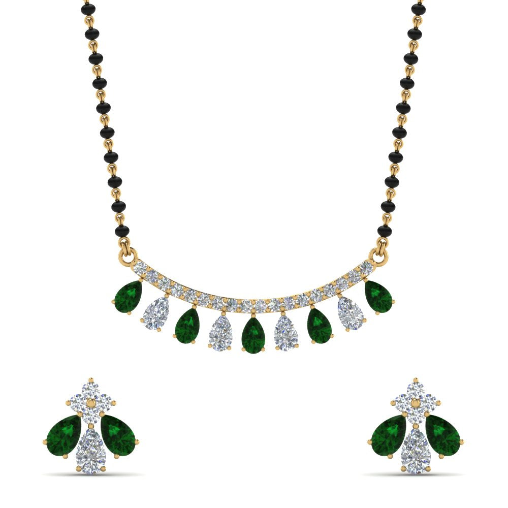 Peardrop-Diamond-Mangalsutra-Set-With-Emerald