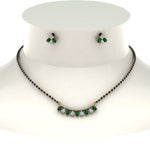 Load image into Gallery viewer, Peardrop-Diamond-Mangalsutra-Set-With-Emerald