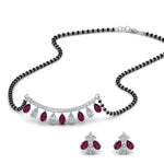 Load image into Gallery viewer, Peardrop-Diamond-Mangalsutra-Set-With-Pink-Sapphire