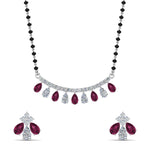 Load image into Gallery viewer, Peardrop-Diamond-Mangalsutra-Set-With-Pink-Sapphire