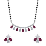 Load image into Gallery viewer, Peardrop-Diamond-Mangalsutra-Set-With-Pink-Sapphire
