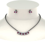 Load image into Gallery viewer, Peardrop-Diamond-Mangalsutra-Set-With-Pink-Sapphire