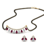 Load image into Gallery viewer, Peardrop-Diamond-Mangalsutra-Set-With-Pink-Sapphire