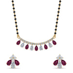 Load image into Gallery viewer, Peardrop-Diamond-Mangalsutra-Set-With-Pink-Sapphire