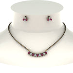 Load image into Gallery viewer, Peardrop-Diamond-Mangalsutra-Set-With-Pink-Sapphire