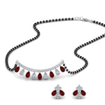 Load image into Gallery viewer, Peardrop-Diamond-Mangalsutra-Set-With-Ruby