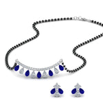 Load image into Gallery viewer, Peardrop-Diamond-Mangalsutra-Set-With-Sapphire