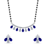 Load image into Gallery viewer, Peardrop-Diamond-Mangalsutra-Set-With-Sapphire