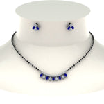 Load image into Gallery viewer, Peardrop-Diamond-Mangalsutra-Set-With-Sapphire