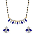 Load image into Gallery viewer, Peardrop-Diamond-Mangalsutra-Set-With-Sapphire
